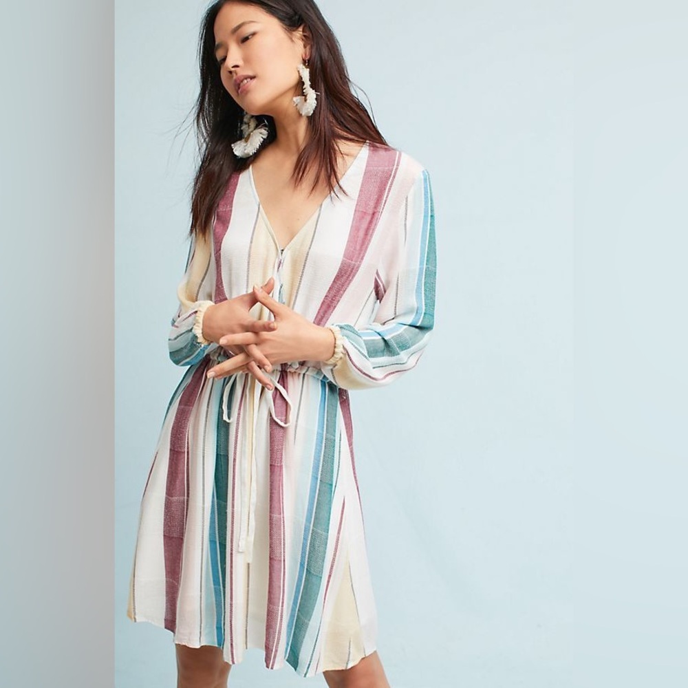 Anthropologie Rails Striped V-Neck midi beach Dress NWT Size L